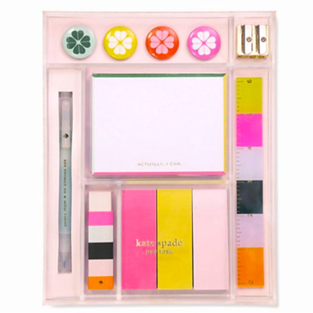 NWT ~ Kate Spade ‘ACTUALLY I CAN’ Tackle Box Stationary Desk Set ✨